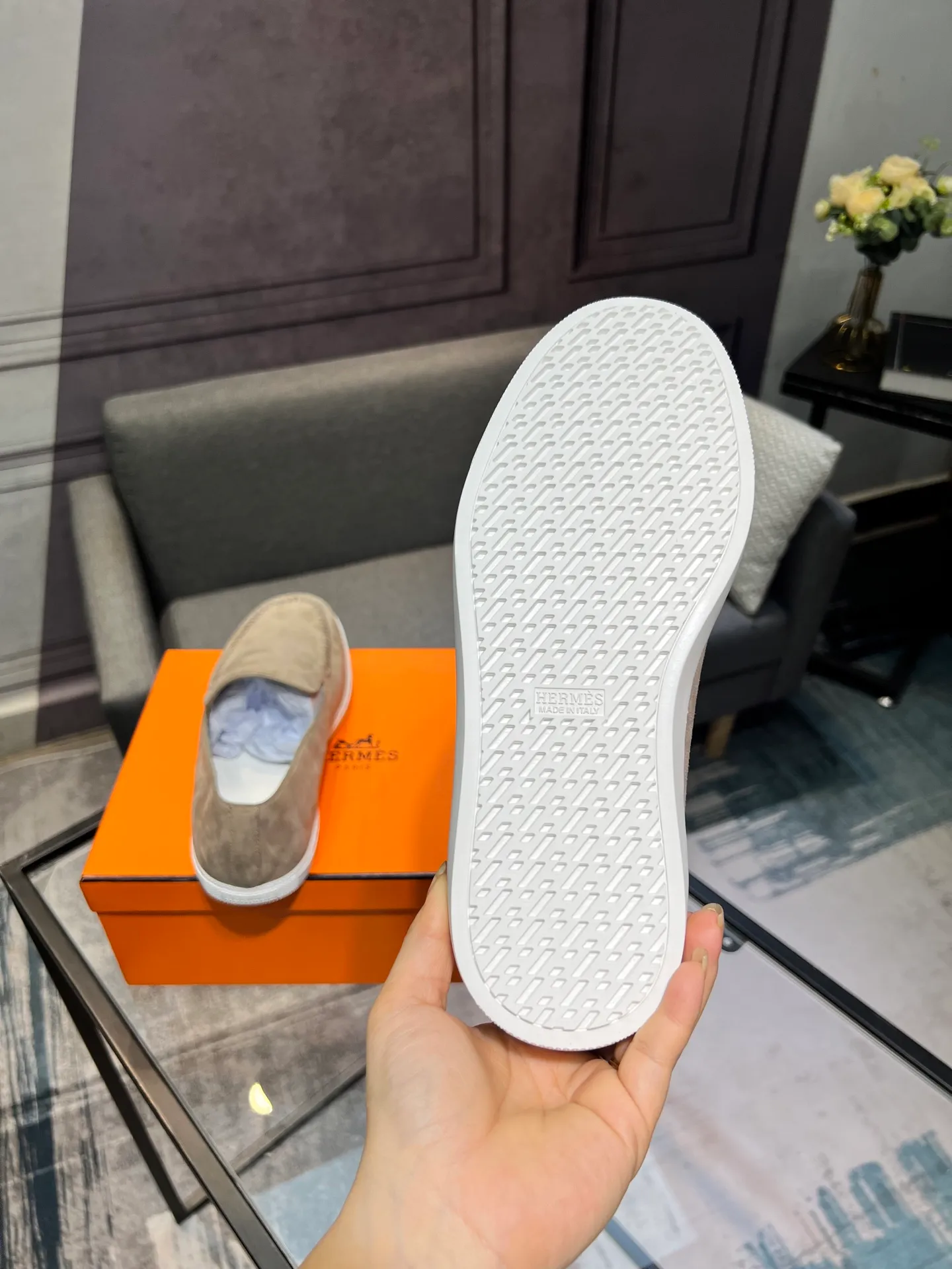 Men's shoes 💰700 [HERMES] Hermès - High-end quality original order 🔍🔍 - Upper: 🔝 cowhide suede splicing design - Inner lining: imported mixed sheepskin - Outsole: TPR foam · Rubber: two-color combined molding outsole - Super high quality control · Fine workmanship: highlighted (high-end, luxury, grade) -Size: 38-44 (45, 46, can be customized)